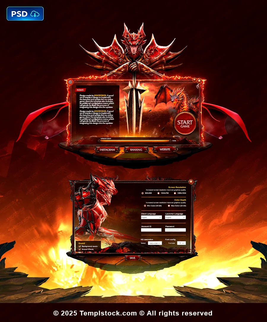 Master Dark Knight Launcher Ui PSD Template